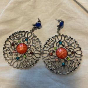 Multicolour and Silver Statement Earrings